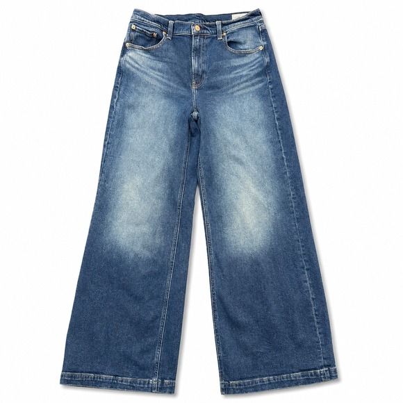 GAP Denim - GAP Stride Wide Leg Jeans Womens 10R High Rise Dark Wash Stretch Denim Lillie